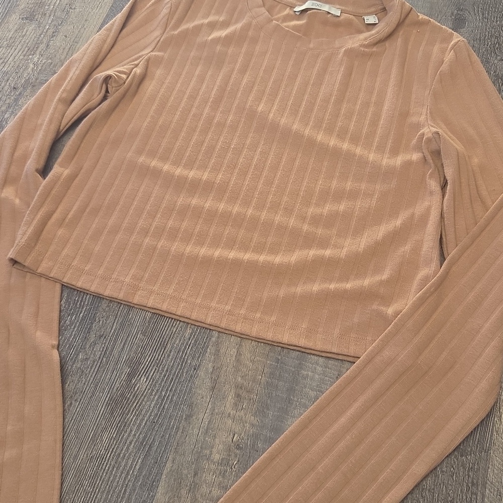Esprit Tan Ribbed Crop Top - Picture 3 of 4